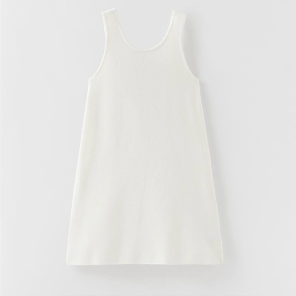 Zara Girls 11-12 Basic White Sleeveless Knit Dress